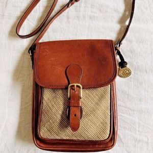 Brahmin Whiskey Leather and Linen Crossbody